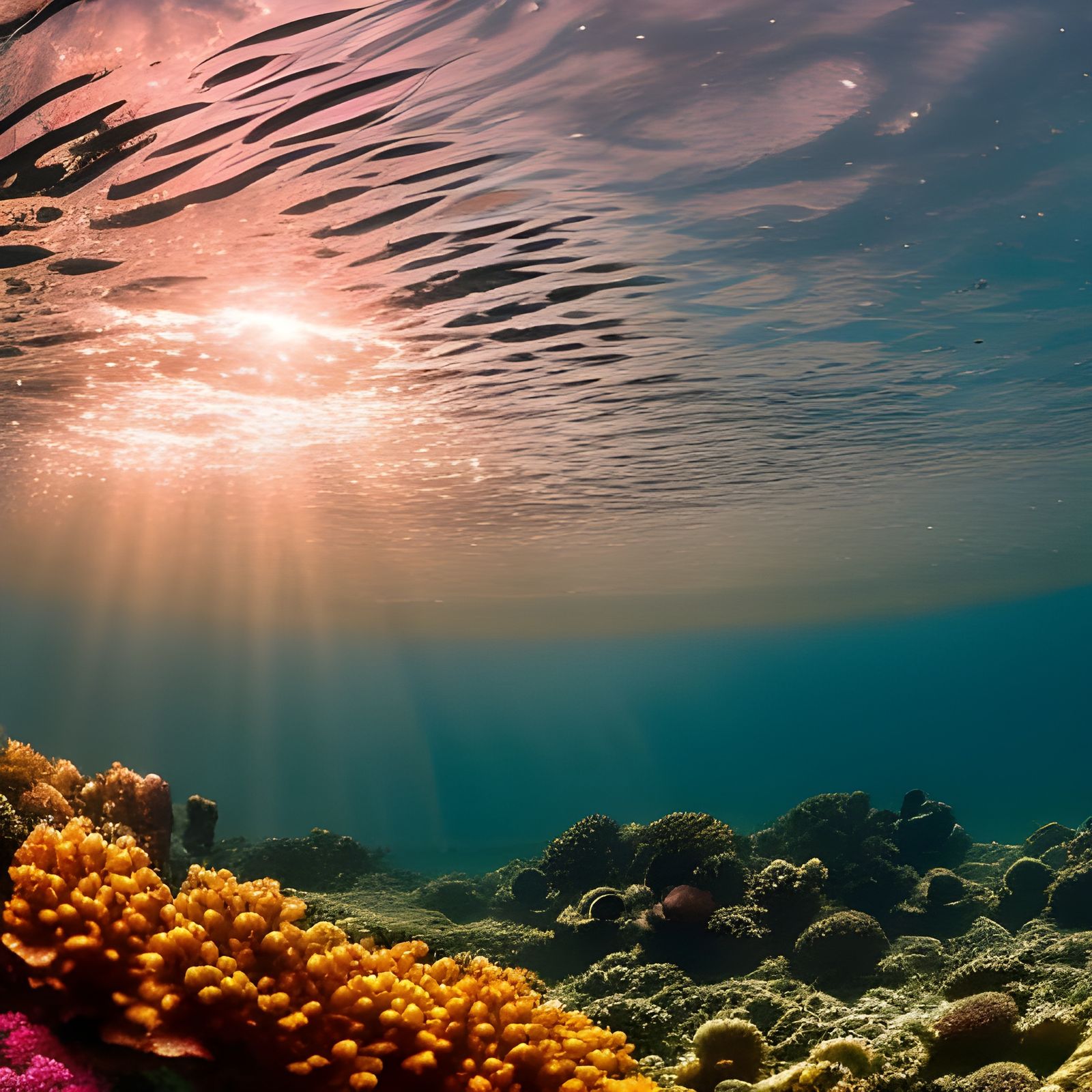 Futuristic Submarine in Crystal Blue Ocean