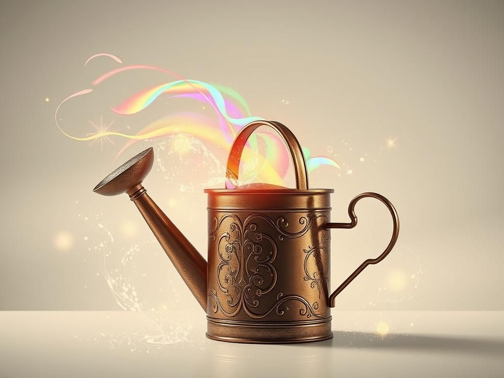 Rainbow Overflowing from Ornate Watering Can