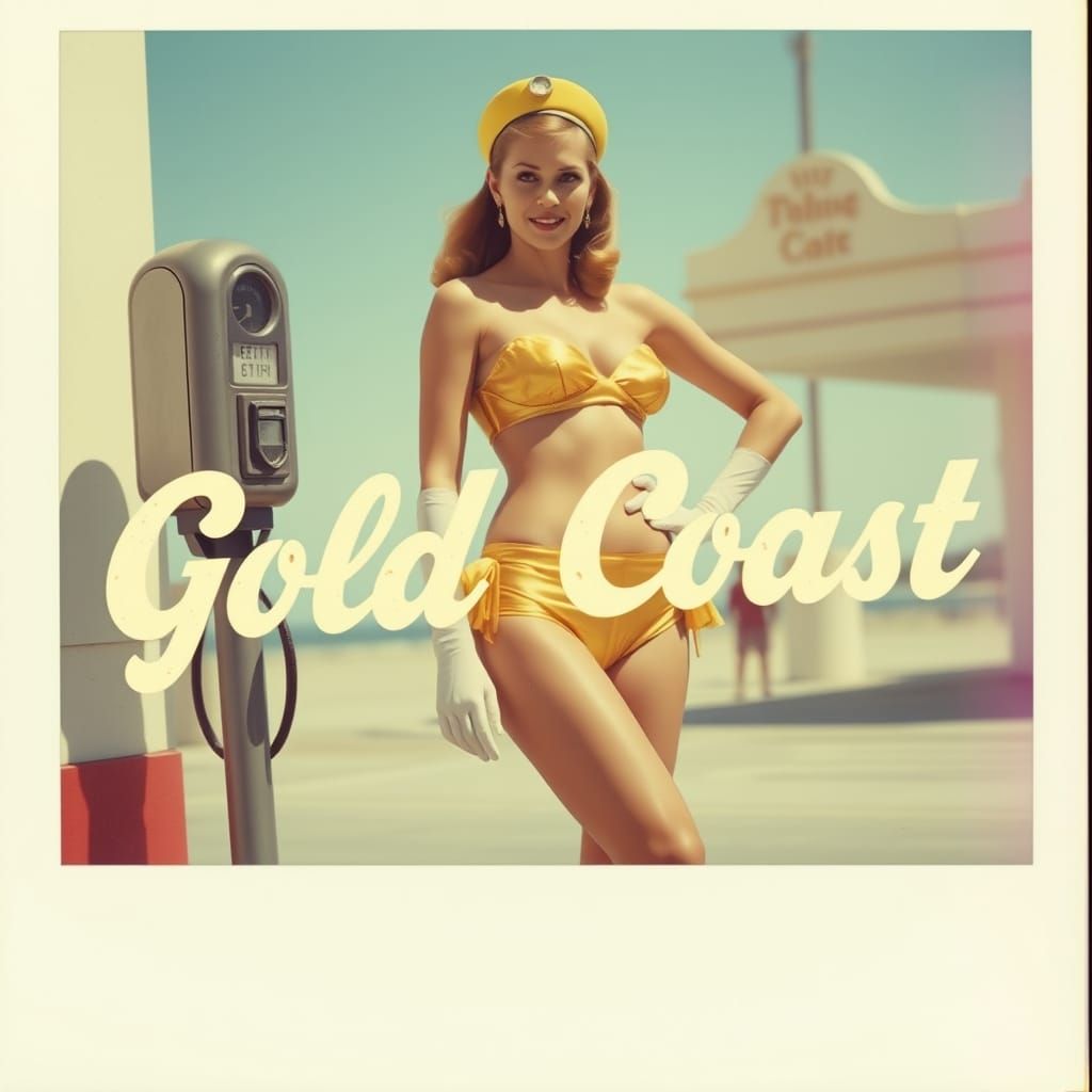 Gold Coast Meter Maid in Retro Polaroid Style