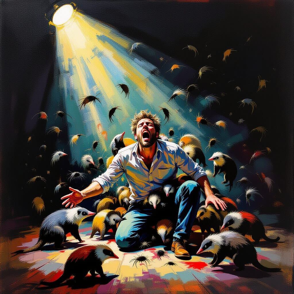 Man Overwhelmed by Anteaters Live Performance in Expressioni...