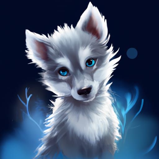 Adorable Northern Lights Wolf Cub Portrait