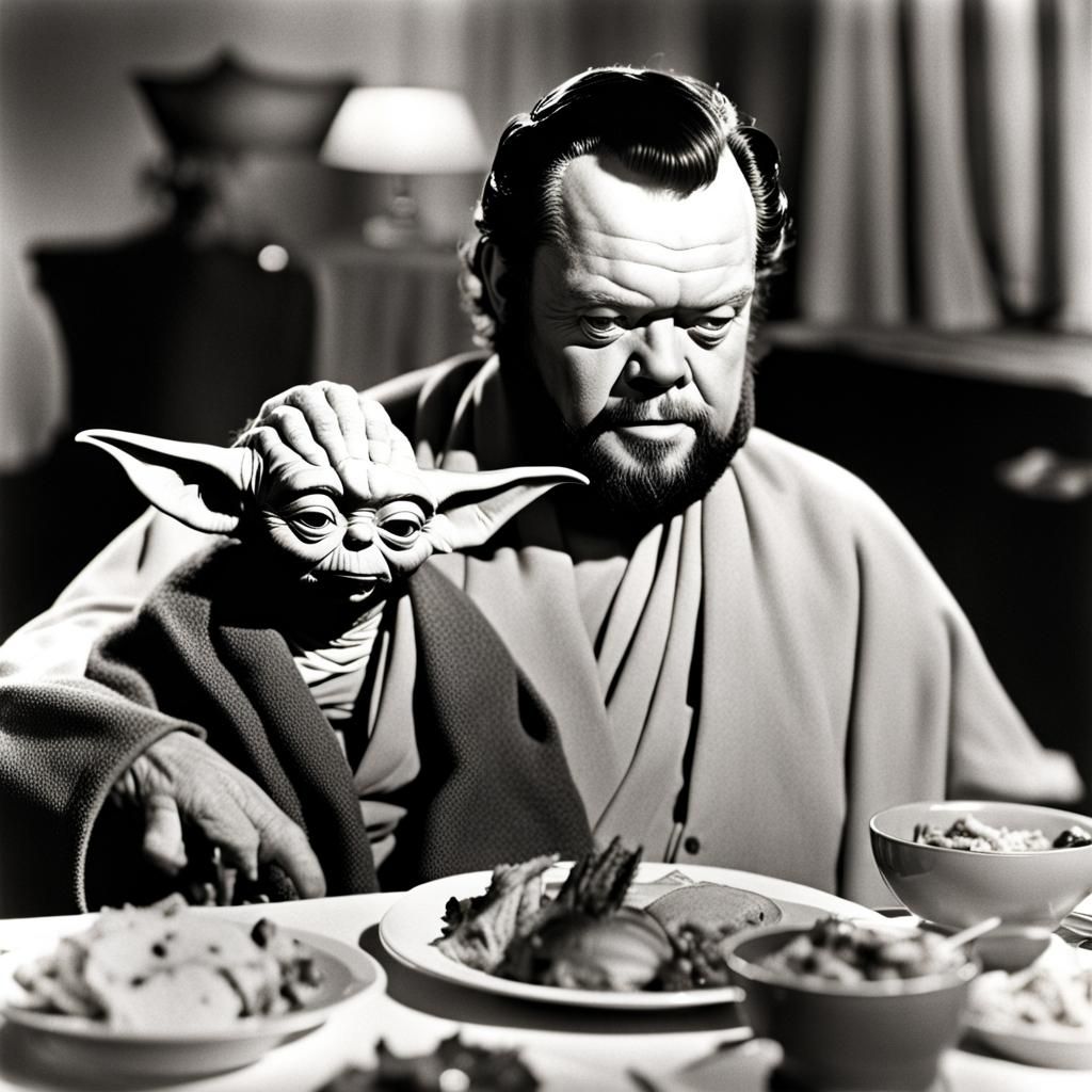 Orson Welles and Yoda Thanksgiving Dinner