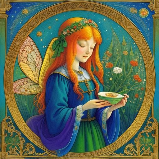 Enchanting Fairy Grants Wishes in Bilibin Style