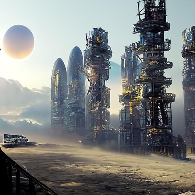 Majestic Spacedock in Industrial Sci-Fi Landscape