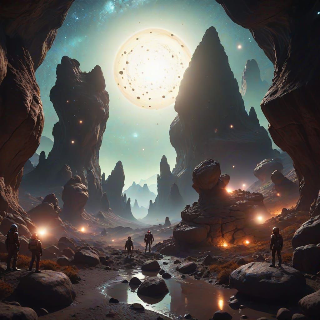 Alien Gathering Under Starry Cosmos