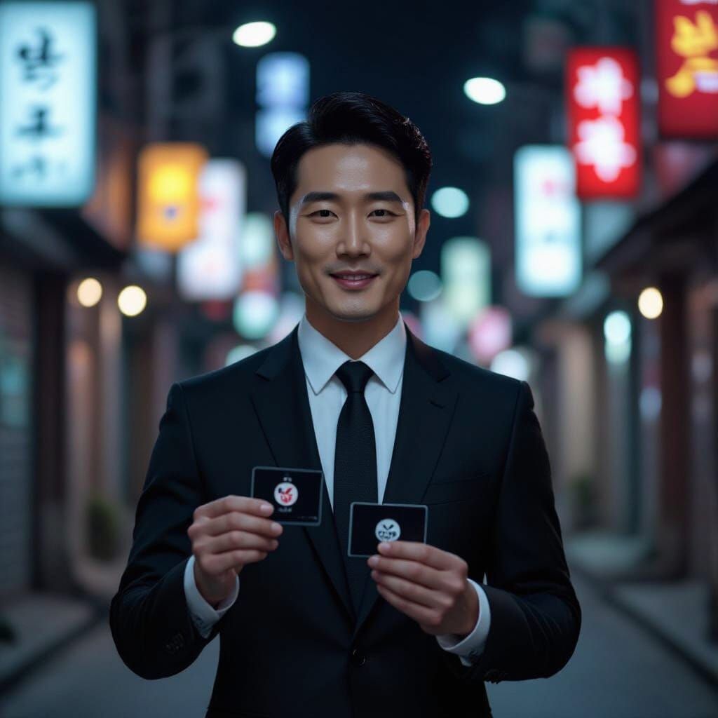 Sleek Squid Game Recruiter in Cinematic Style