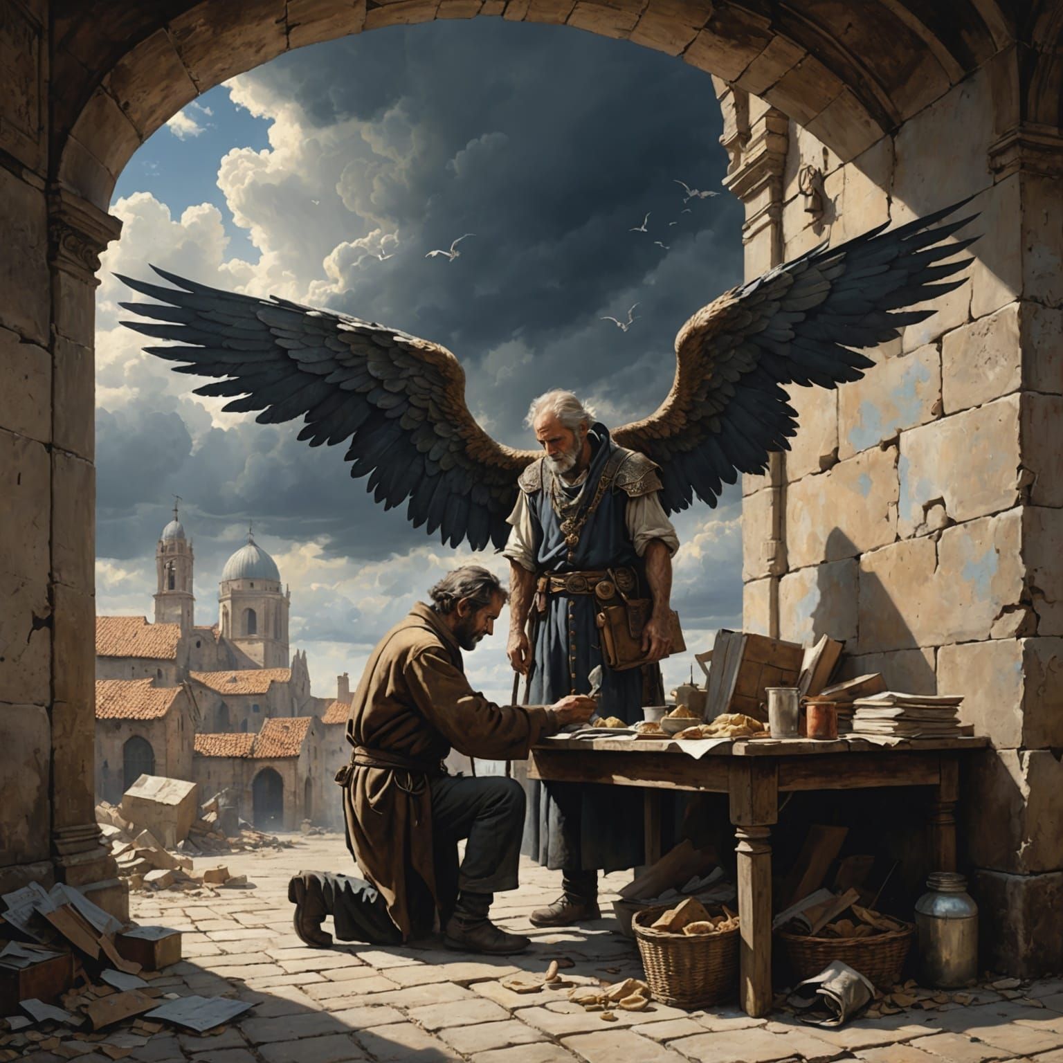 Angelic Alms: Office Worker's Gift to Beggar