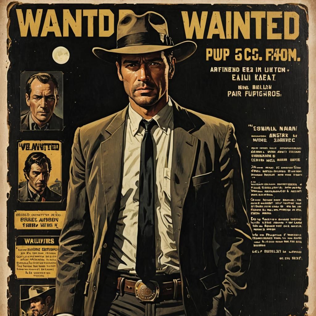 Sci-Fi Pulp Wanted Poster in Holographic Style