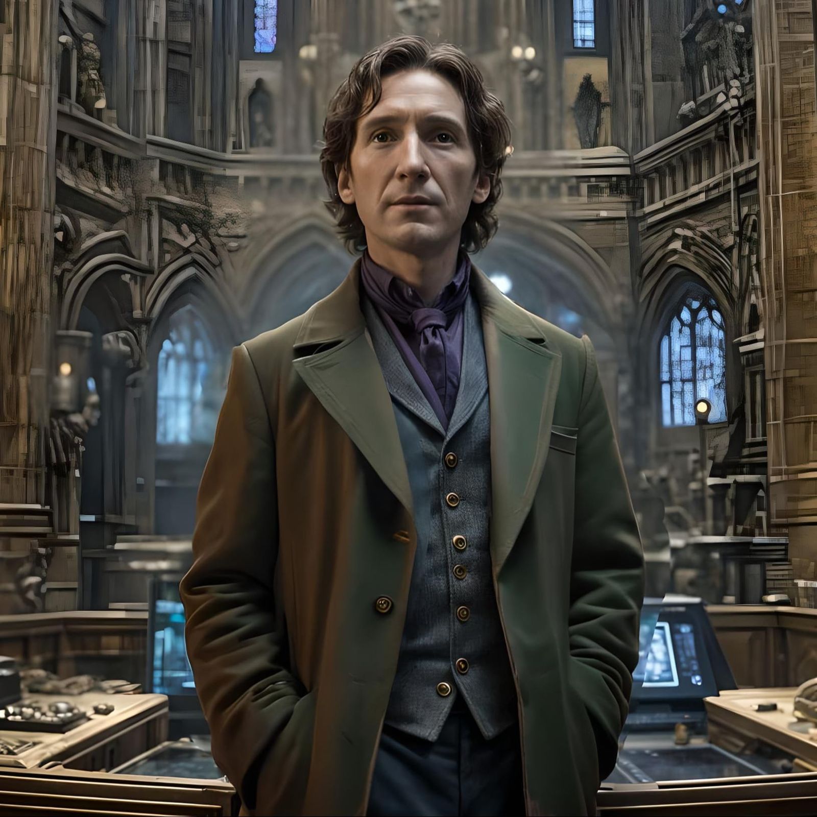 Eighth Doctor in Cathedral TARDIS Control Room