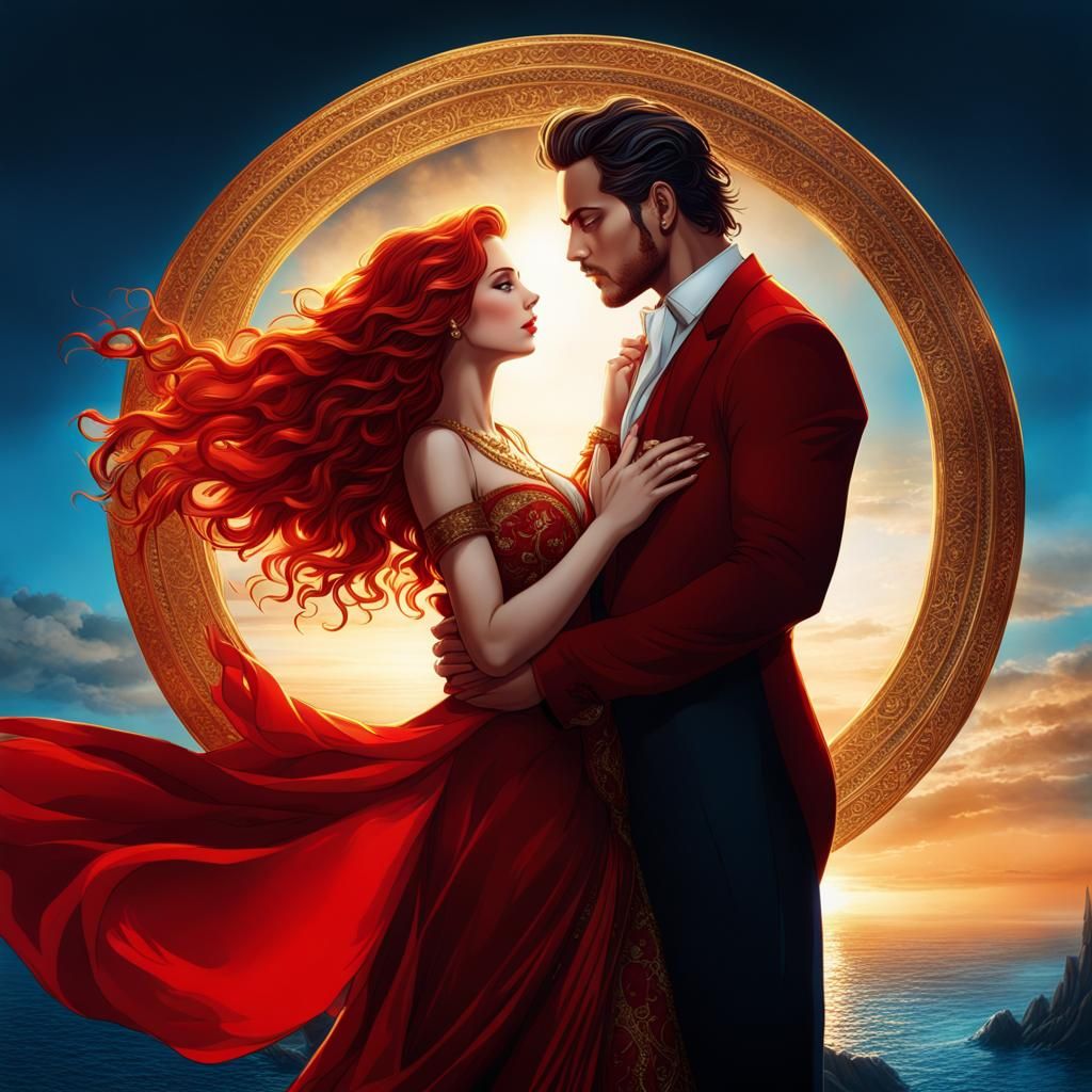 Romantic Sunrise Embrace Over the Sea