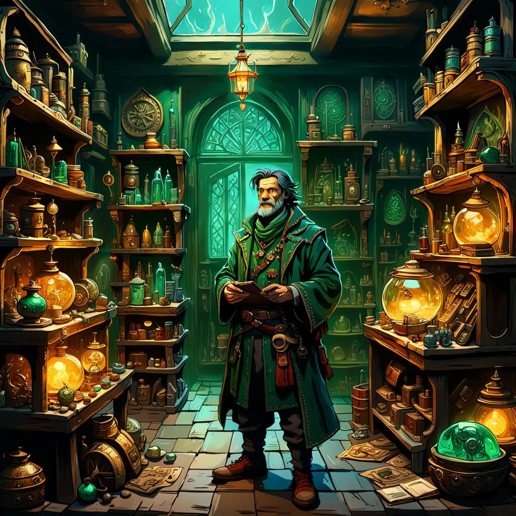 Tharok's Cluttered Shop: A Fantastical Concept Art