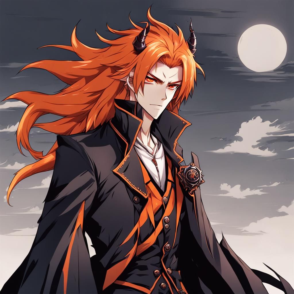Anime Demon Vampire Boy with Orange Hair