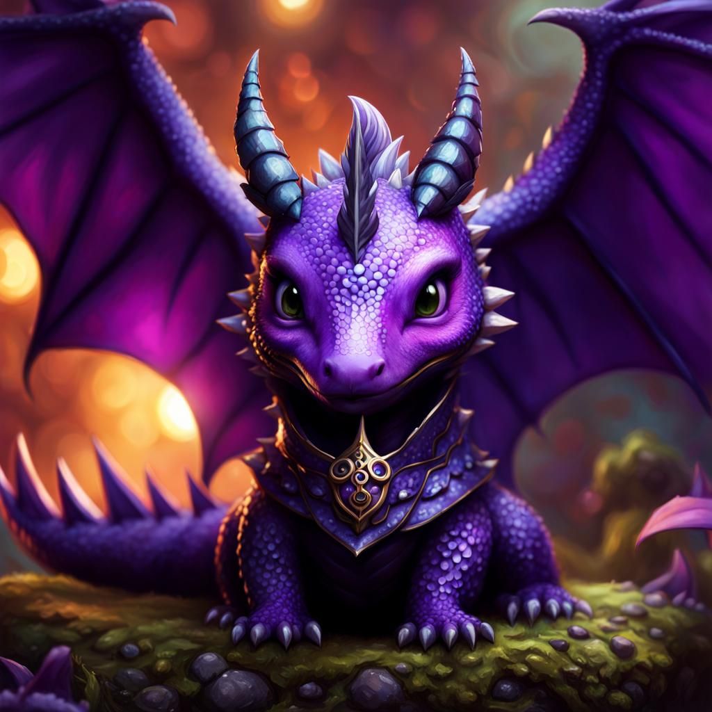 Chibi Goth Punk Purple Dragon Concept Art