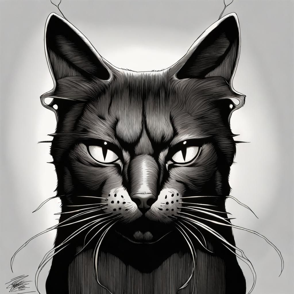 Minimalist Cat Head with Ominous Stare