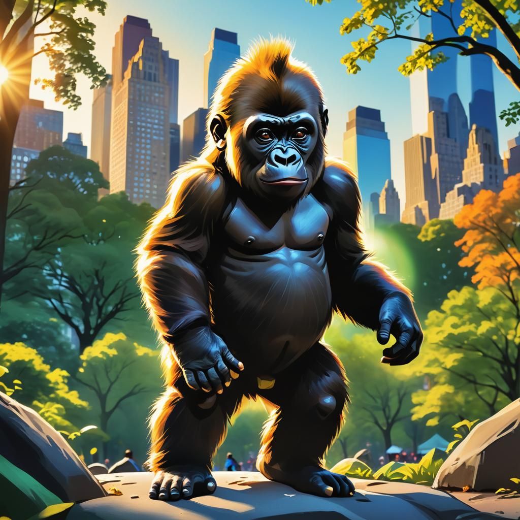 Gorilla Cub Adventures in Central Park: Comic Book Art