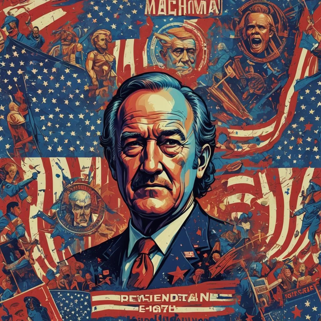 Presidential Candidate in 1970s Propaganda Style