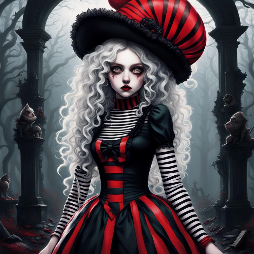 Enchanting Gothic Girl in Surreal Carnival