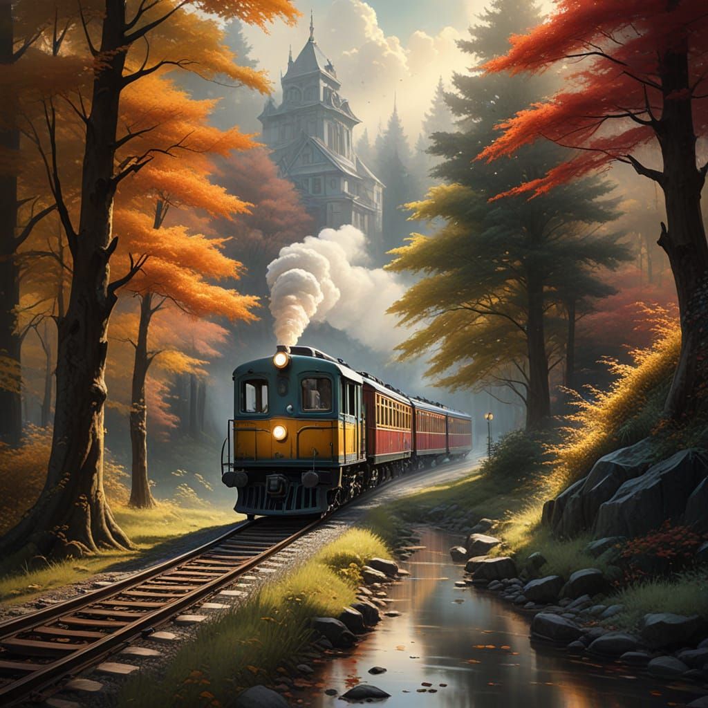 Miniature Gingerbread Train in Autumn Mug