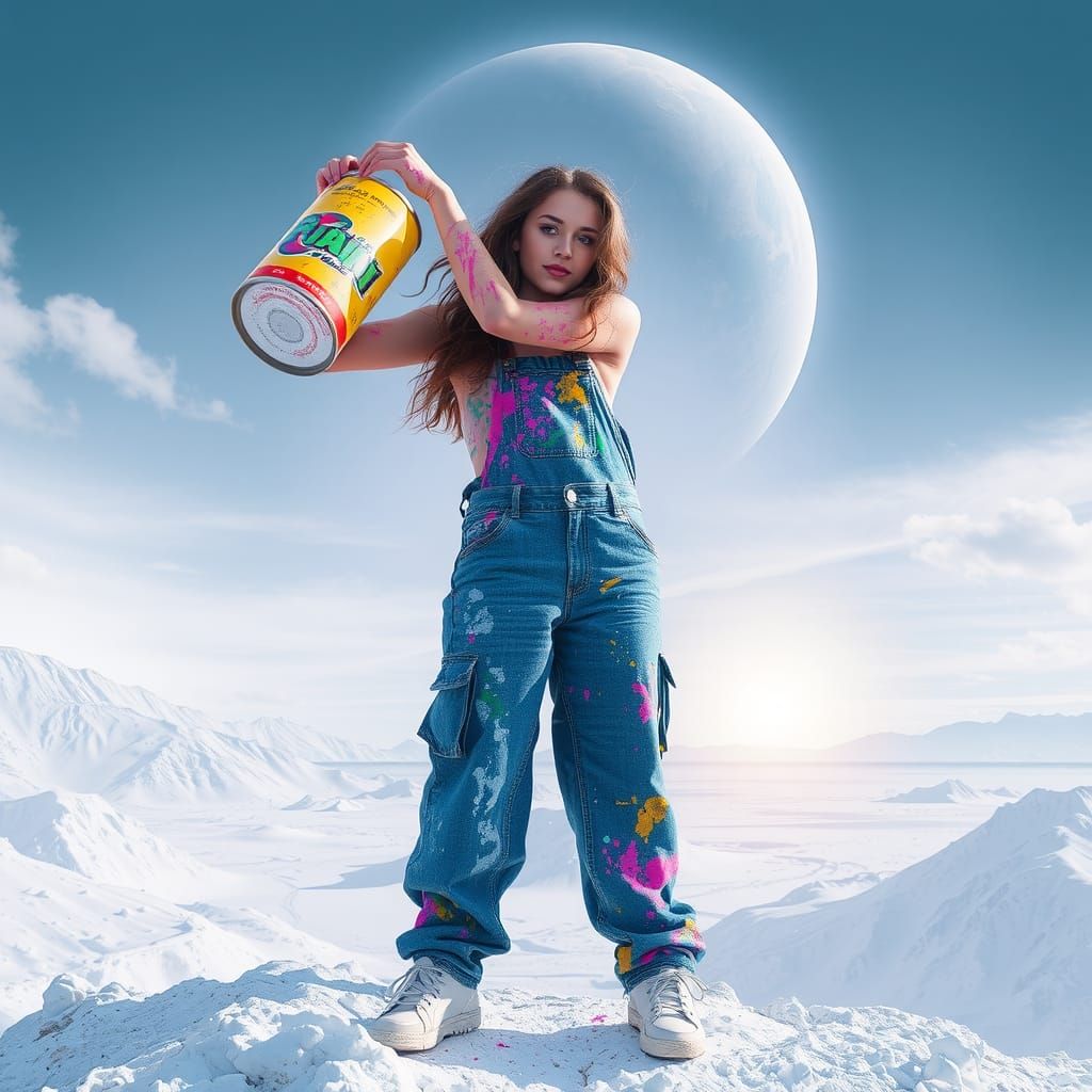 Titan of Paint Throws Rainbows: Synthwave Neon Retro