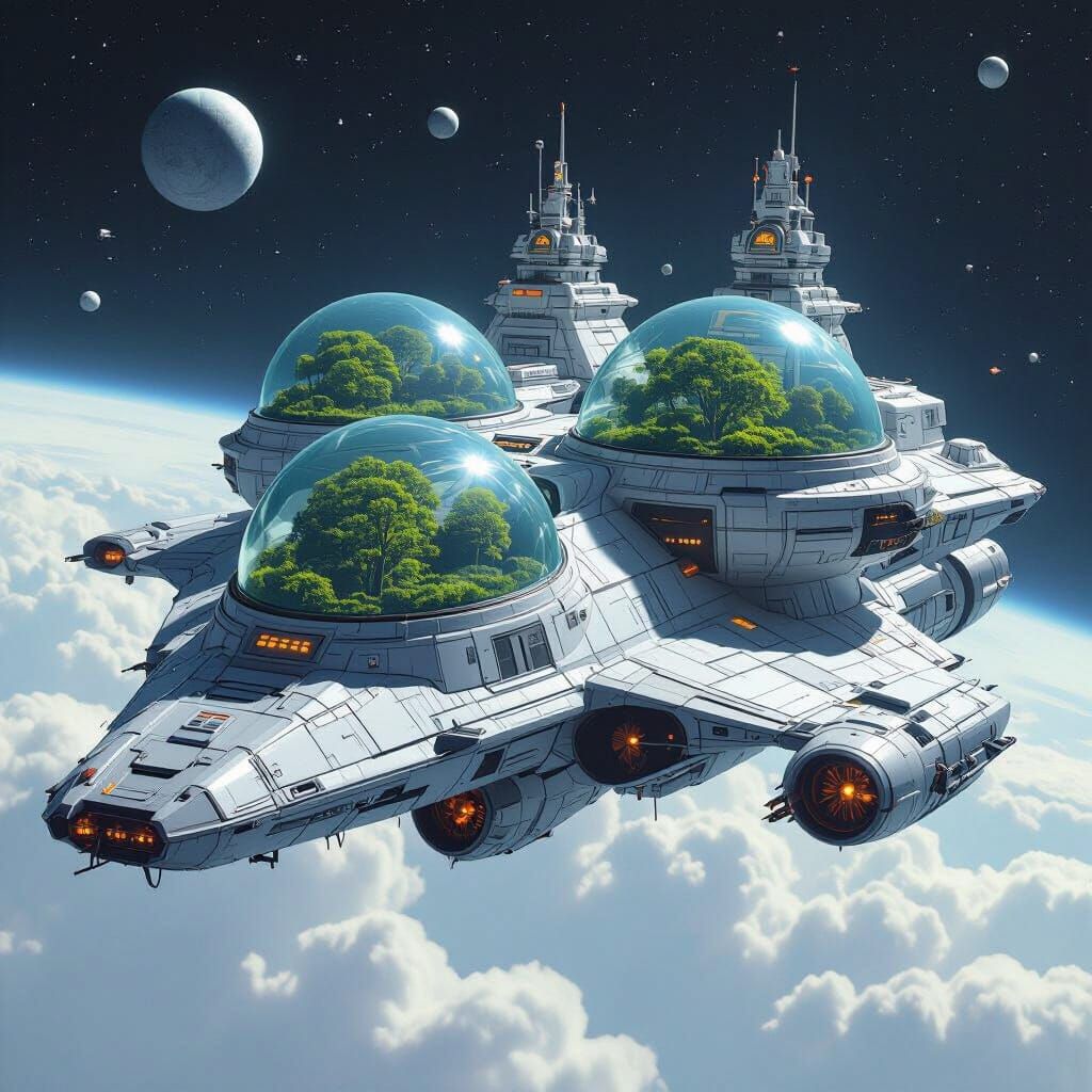 Colony Ship in Deep Space: Futuristic Industrial Design
