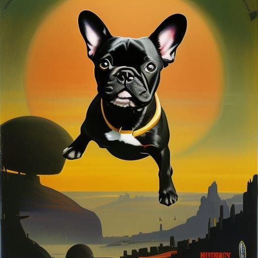 French Bulldog Skydiving over St. Helens Island