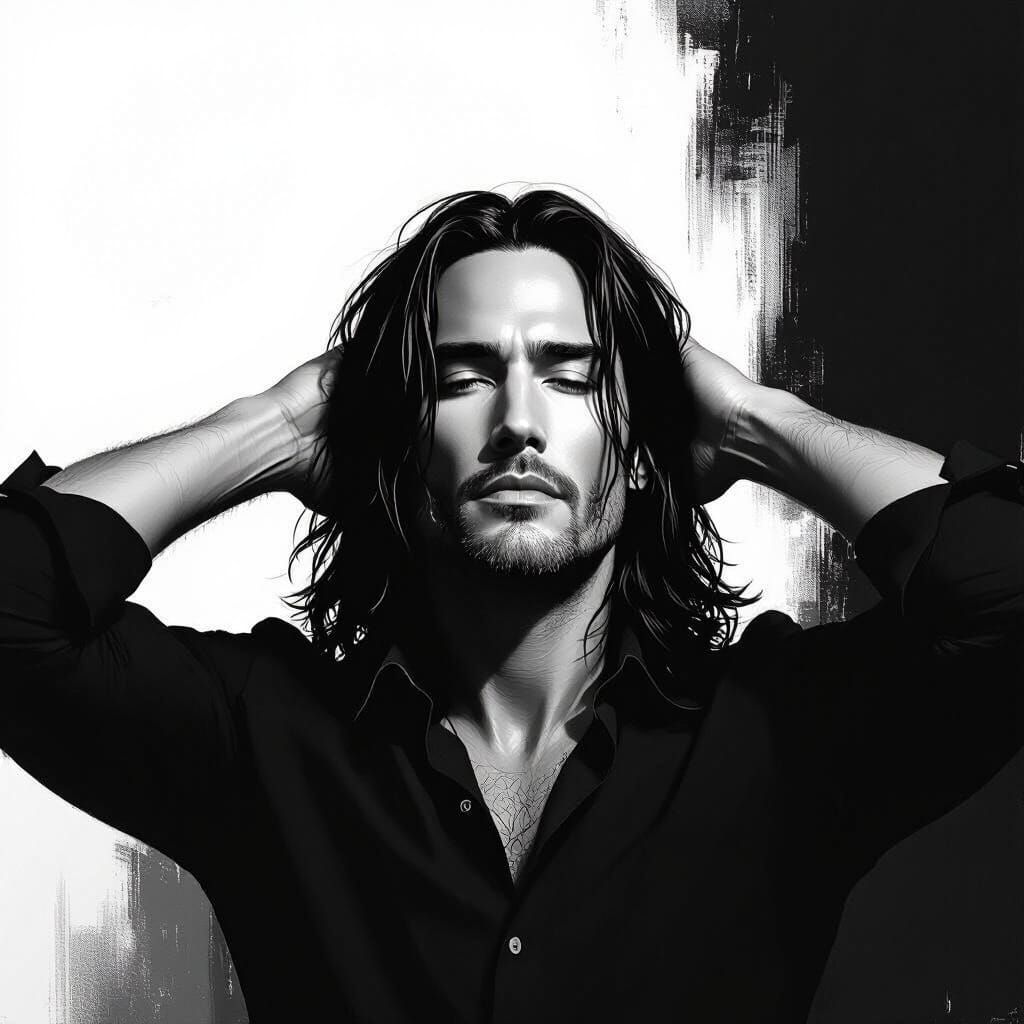 Confident Man Portrait in Black and White