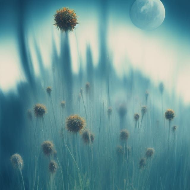 Hyperrealistic Weeds in Biosphere: Digital Illustration