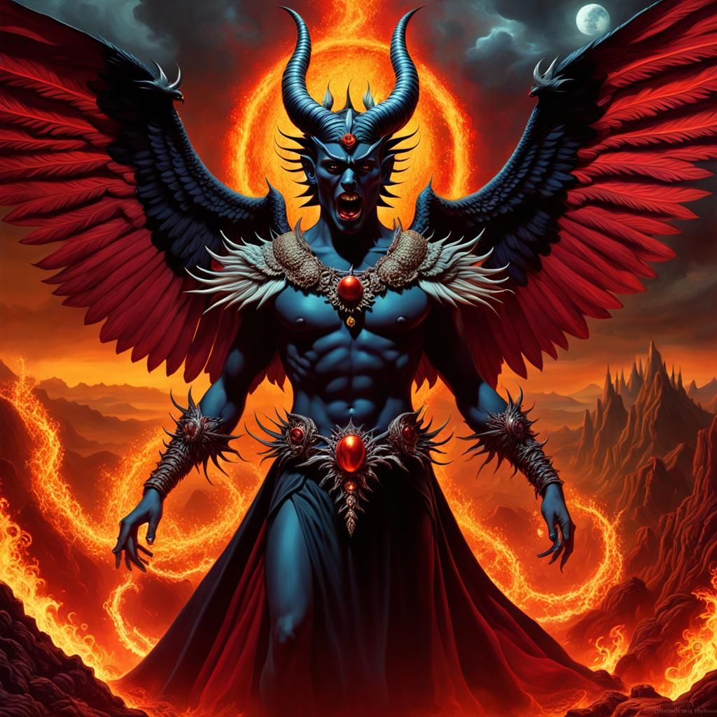 Evil Demon in Hell, Dark Fantasy Art
