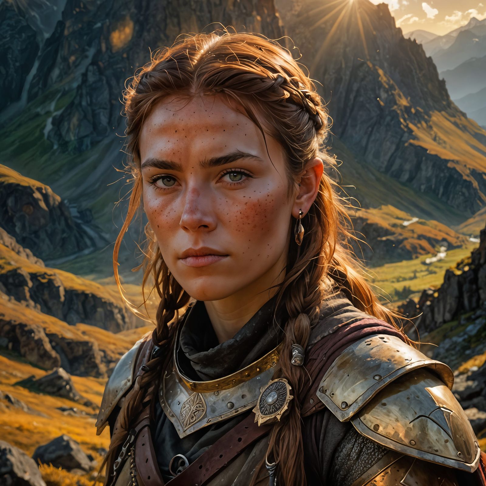 Freckled Orc Female Adventurer Portrait