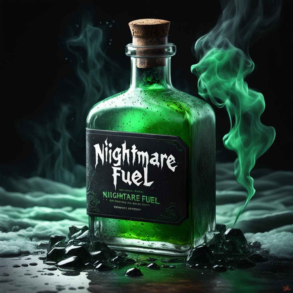 Nightmare Fuel Potion on Smoky Ice, Hyperrealistic