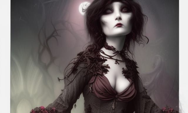 Elegant Gothic Horror Shibari Concept Art