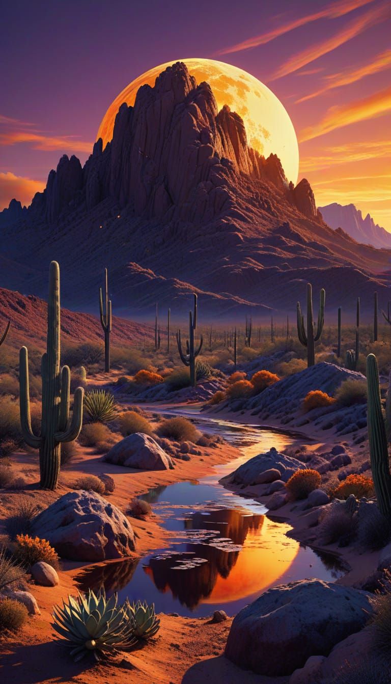 Futuristic Neo-Southwestern Desert Landscape in Golden Ratio...