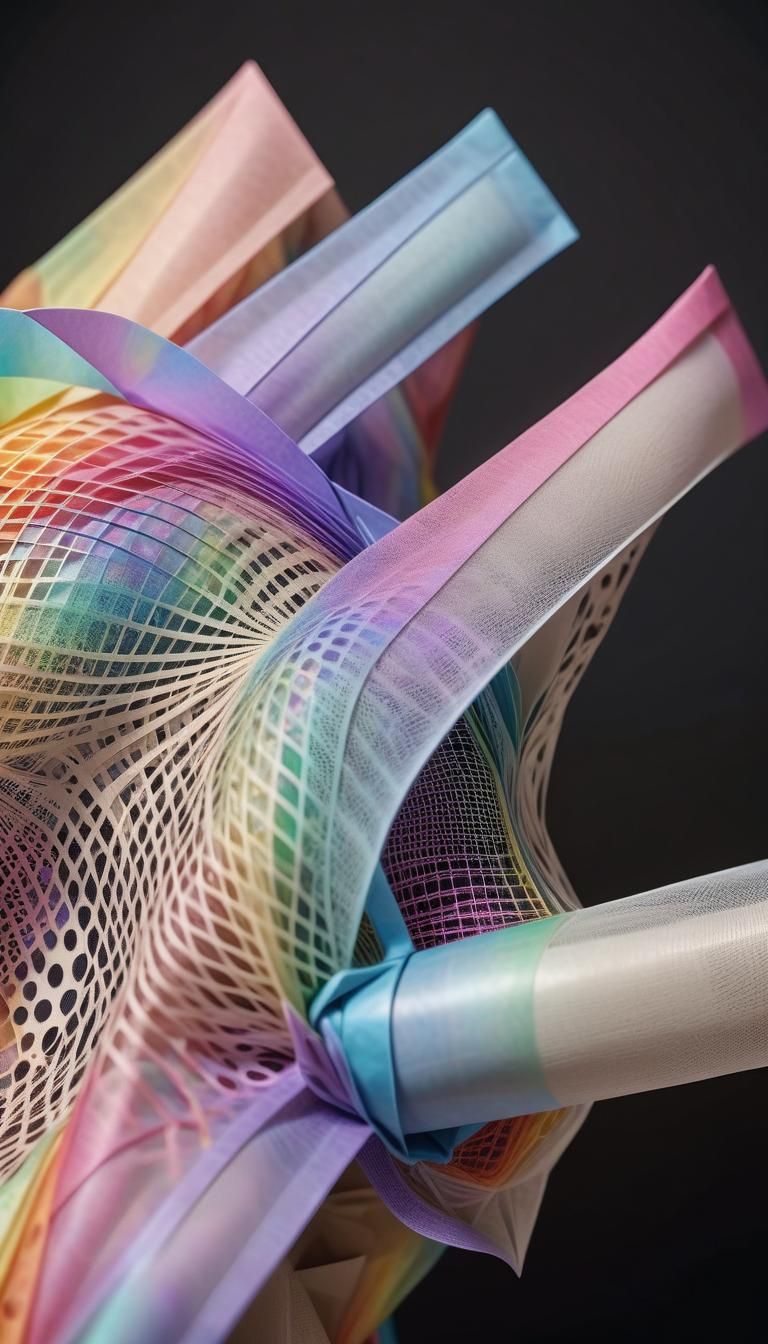 Origami Paper Dress with Rainbow Polka Dots