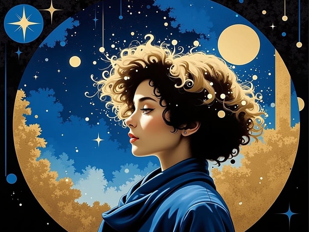 Celestial Dreamer in Parrish Style with Glistening Stars