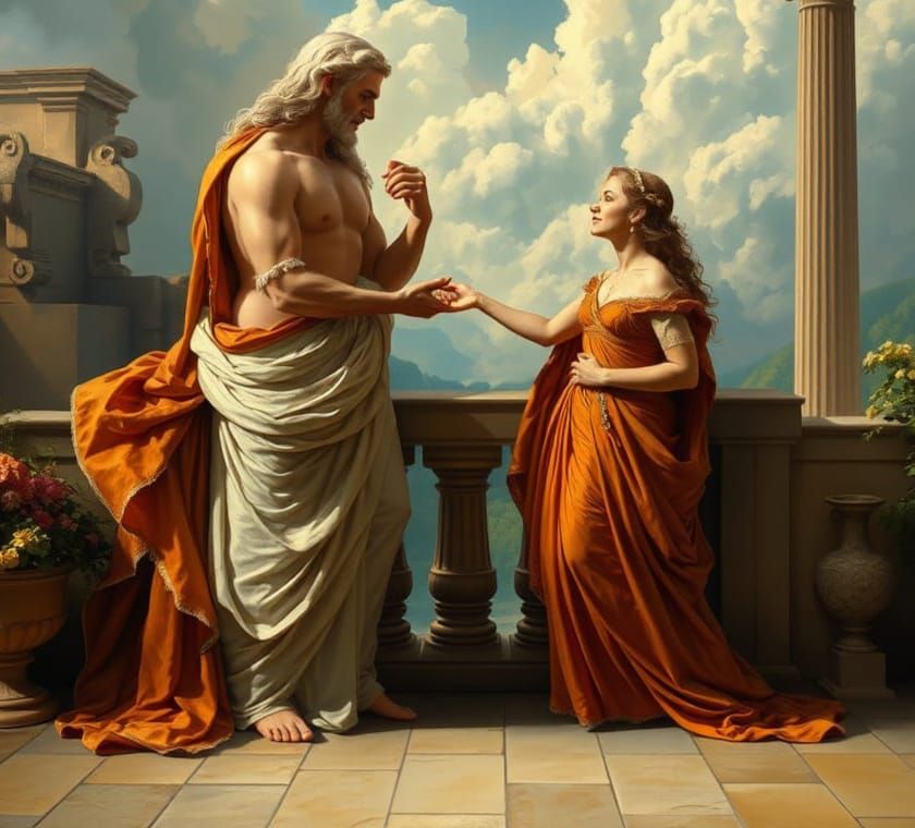 Zeus and Hera in Dramatic Oil Painting