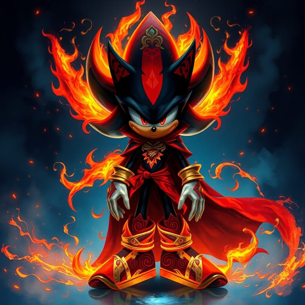 Shadow the Hedgehog as Fire King in Dark Fantasy