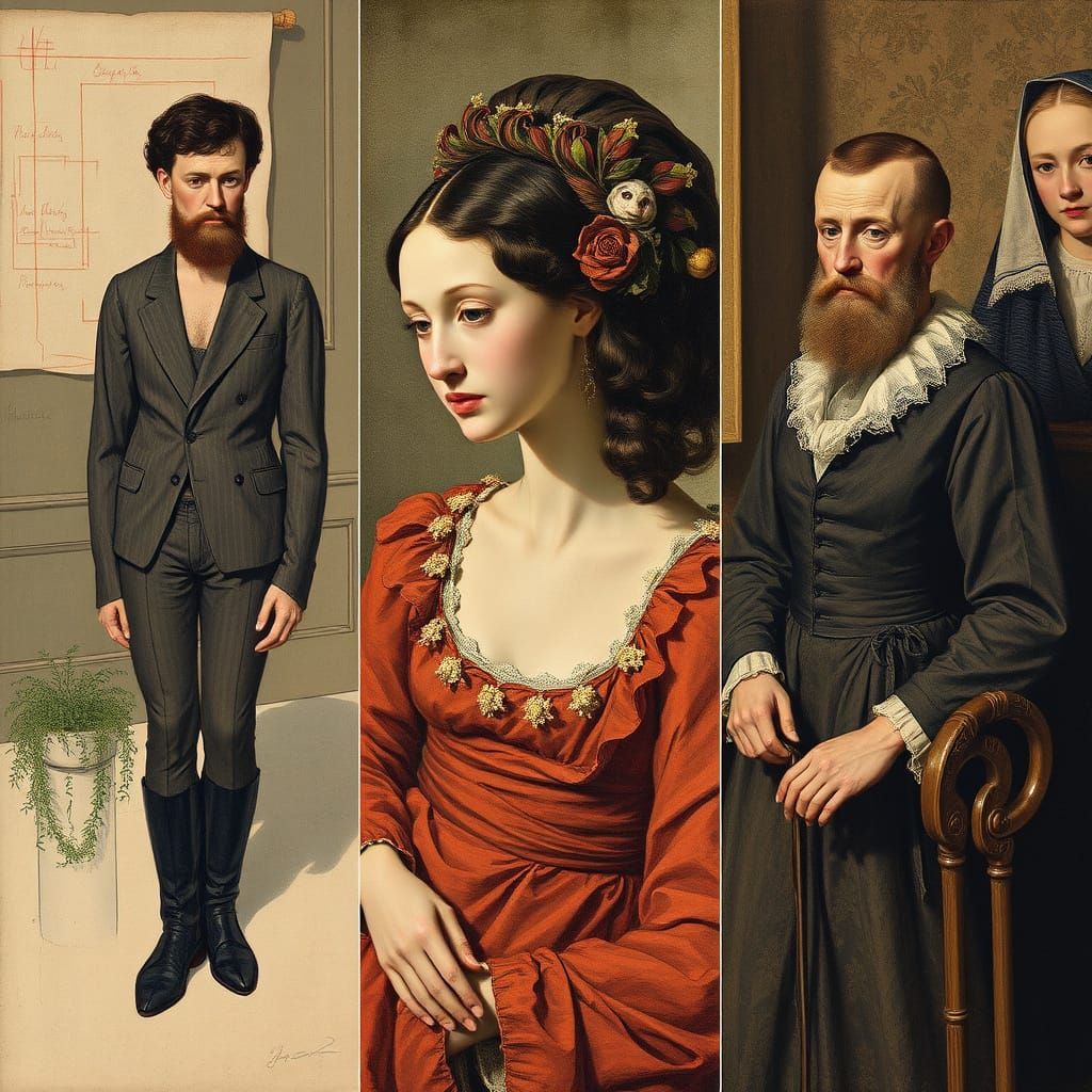 Melancholic Portrait Inspired by Expressionism and Realism