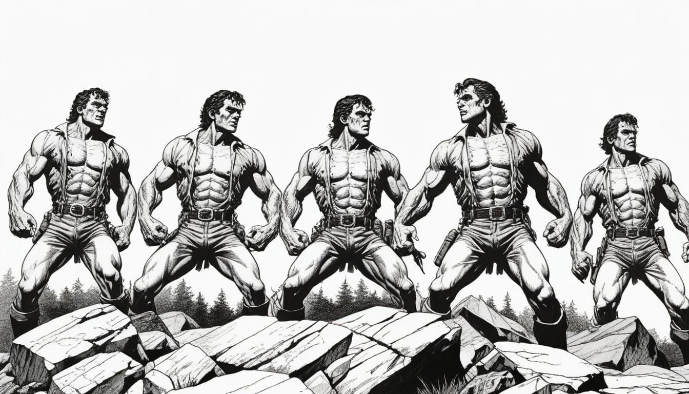 Seven Brides Meet Frankenstein: Pen and Ink Illustration