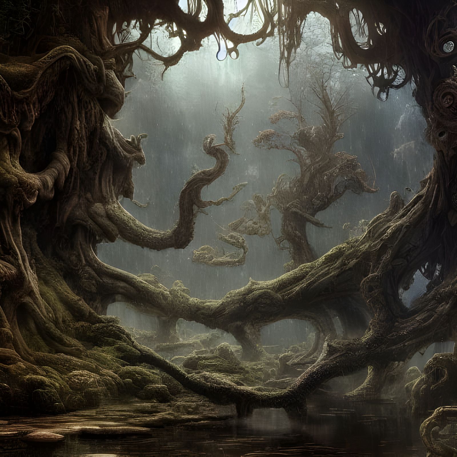 Magical Yggdrasil Digital Art Landscape