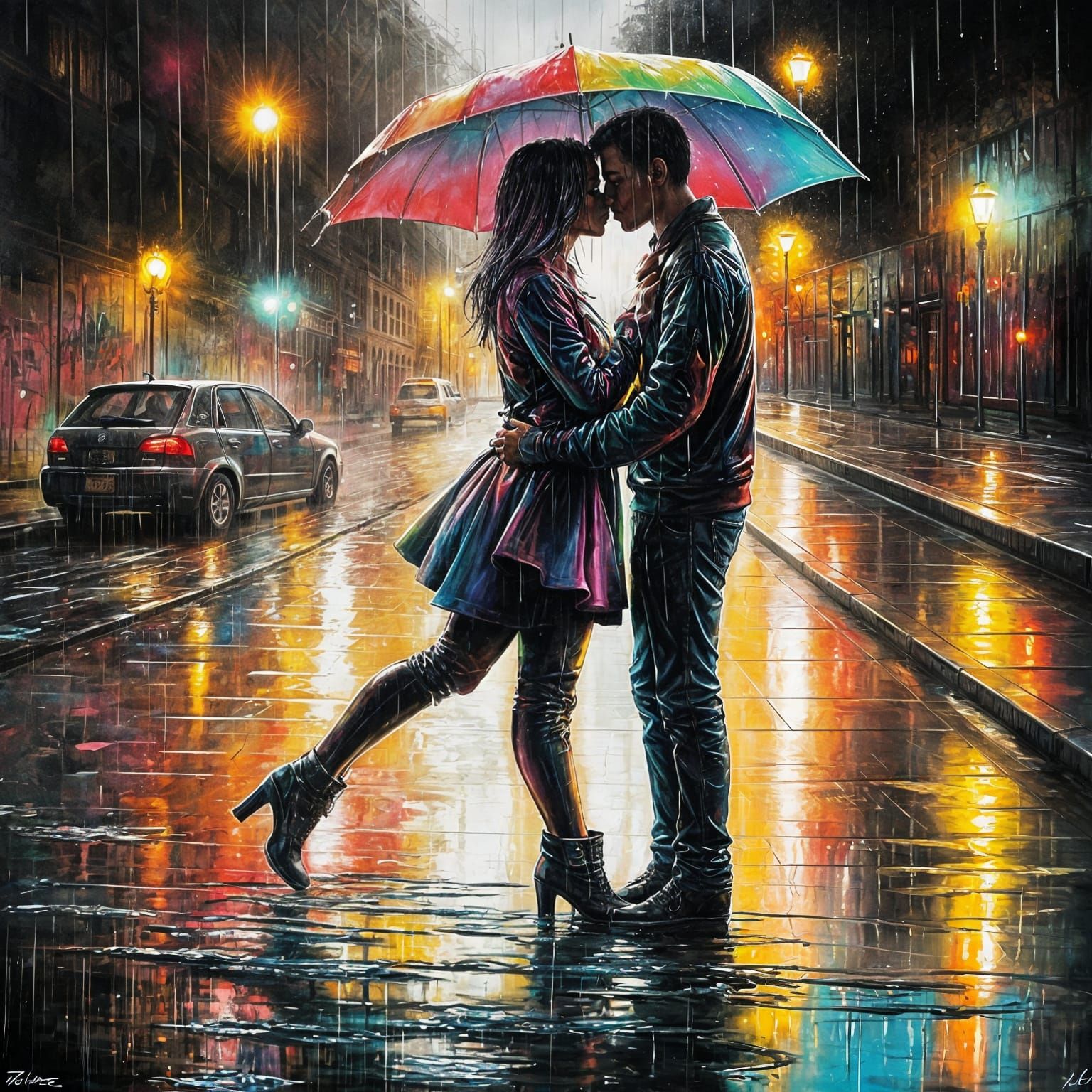 Kissing in the Rain: Graffiti Street Art