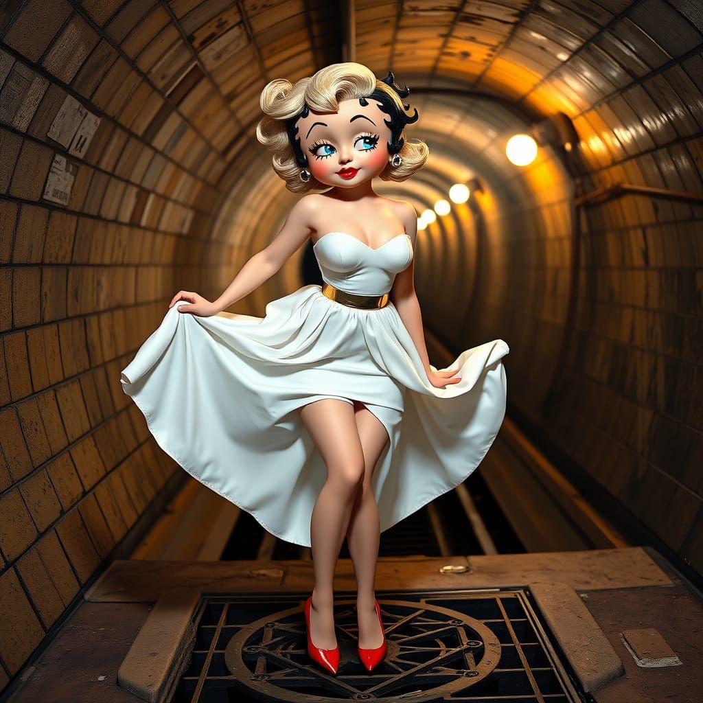 Sultry Betty Boop as Marilyn Monroe in Gritty Urban Setting