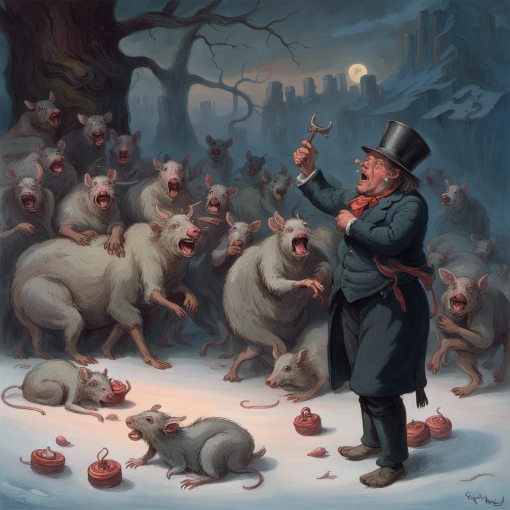 Man sings while the rat monsters dance