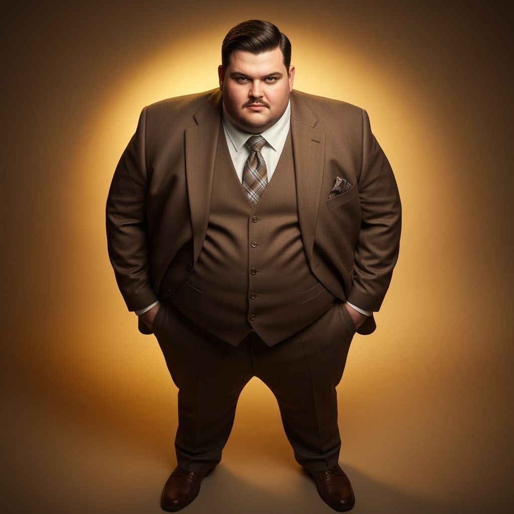 Confident Man with Round Belly in Golden Light