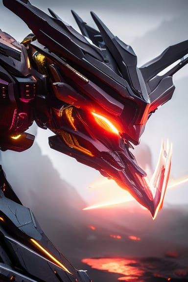 Lovecraftian Gundam Demon in Detailed Anime Style