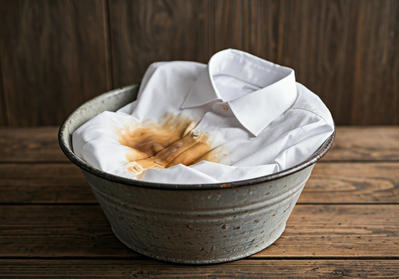 Rustic Wash Basin with Tainted Dress Shirt