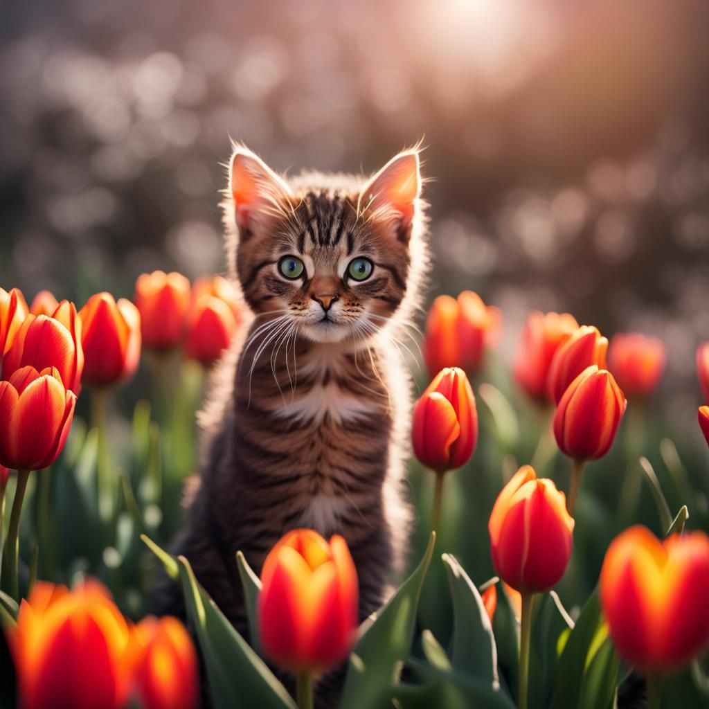 Volcanic Eruption of Tulips and Kittens