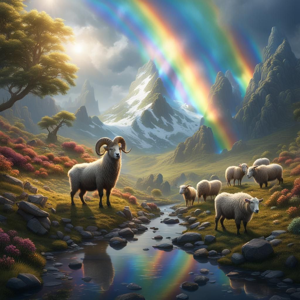 Bigfoot and Sheep at Rainbow's End