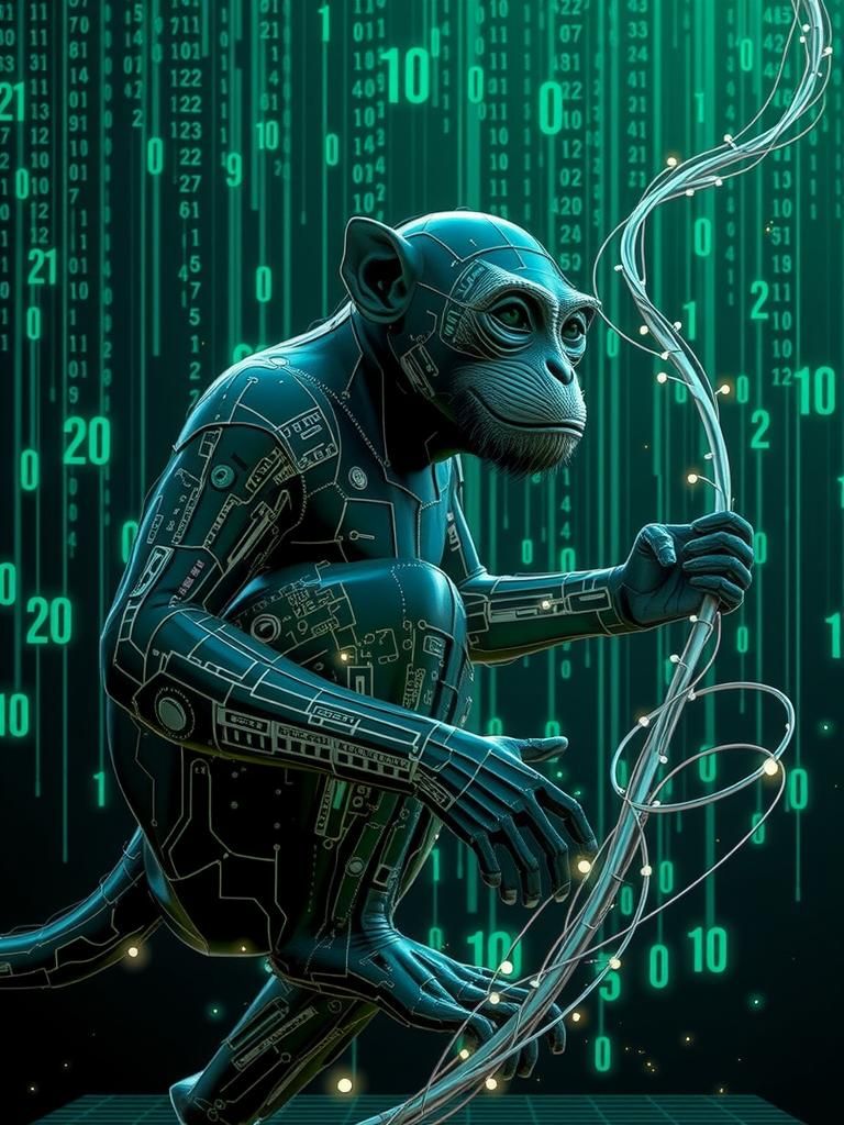 Cyberpunk Monkey in a Neon Metropolis