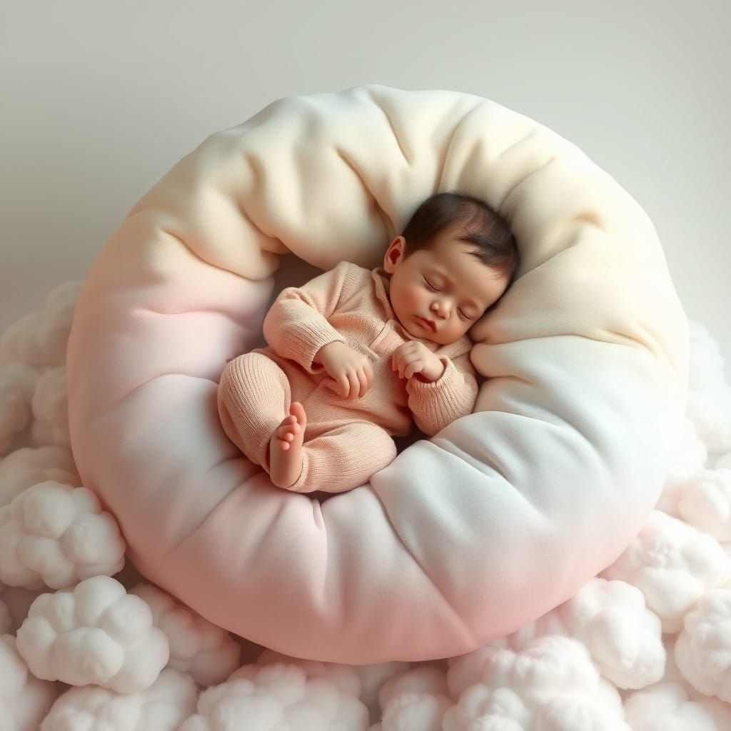 Whimsical 3D Baby in a Plush Pillow Cloud Oasis