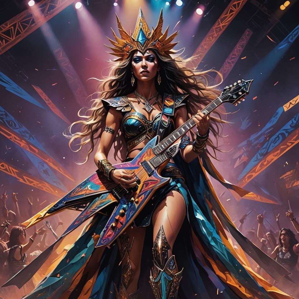 Rock Goddess Shreds on Flying V Guitar